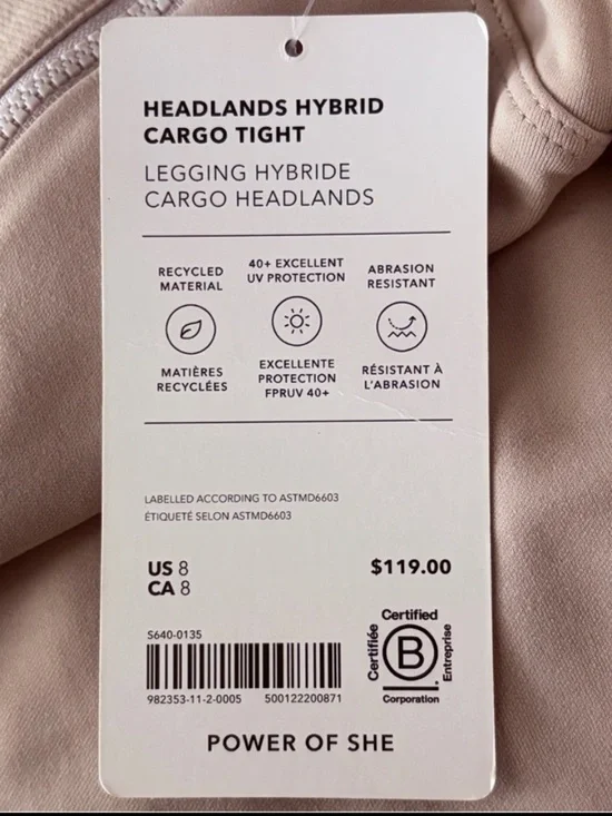 ATHLETA - Headlands Hybrid Cargo Tight - Blush Beige - Picture 3 of 7